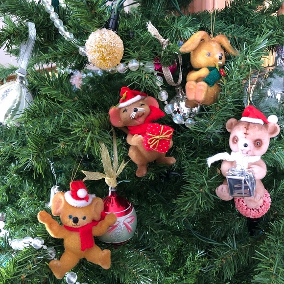 Vtg Flocked Animal Tree Ornaments - Picture 3 of 16